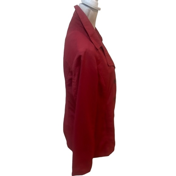 Eddie Bauer polyester cranberry outer pea coat style jacket lined size medium - Picture 10 of 14